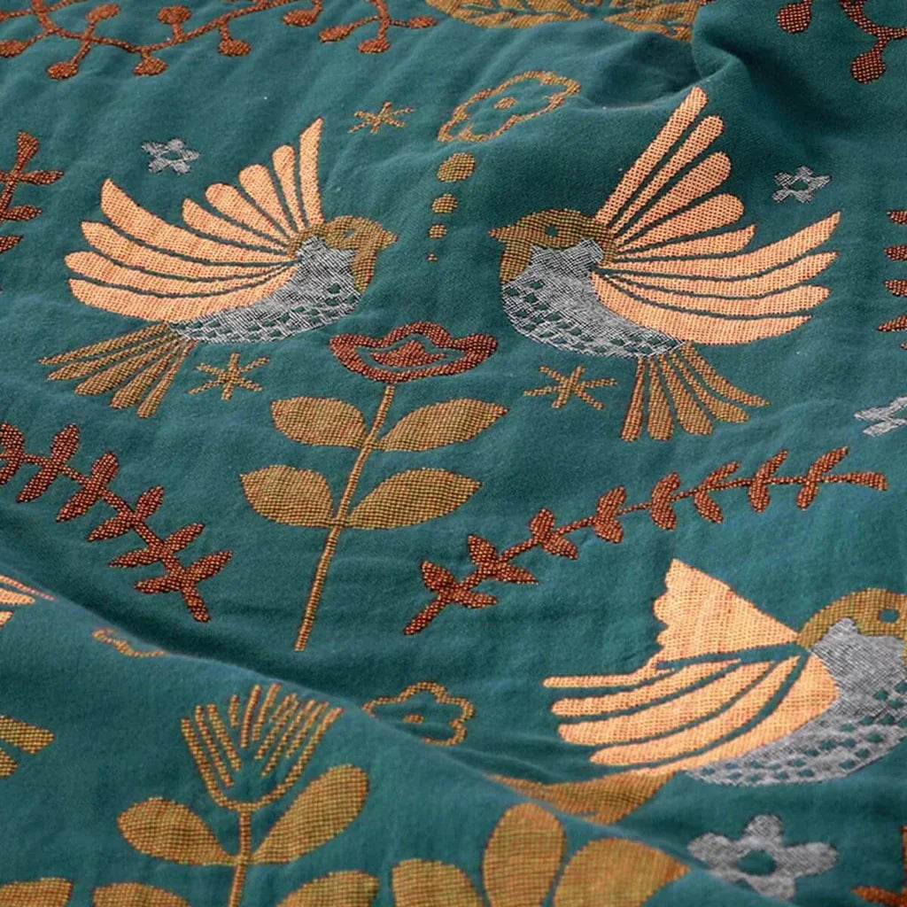 Ardelya manta – manta de algodón reversible con motivo natural escandinavo y diseño suave