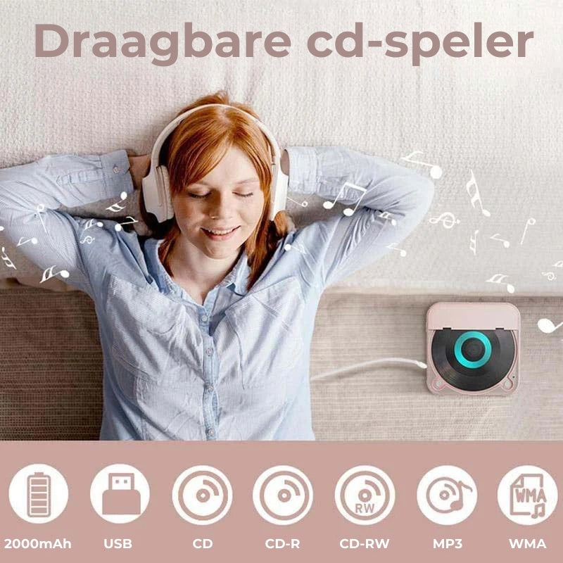Leitor de CD Portátil – Bluetooth 5.3, Bateria Recarregável &amp; Design Compacto