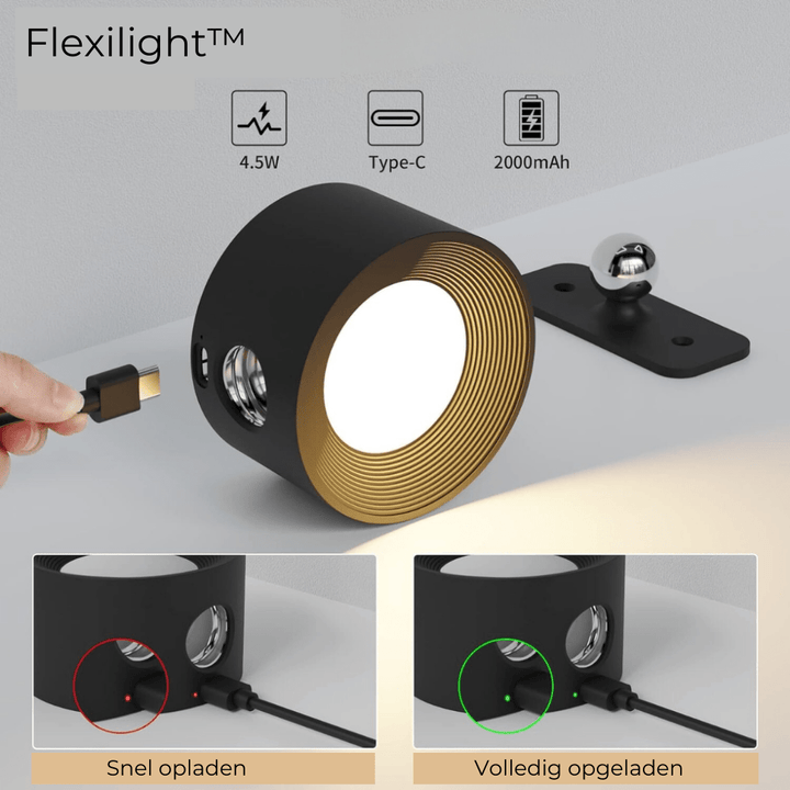 LumaSphere Draadloze Wandlamp – USB-Oplaadbaar, 360° Draaibaar &amp; Touch Bediening LED Verlichting