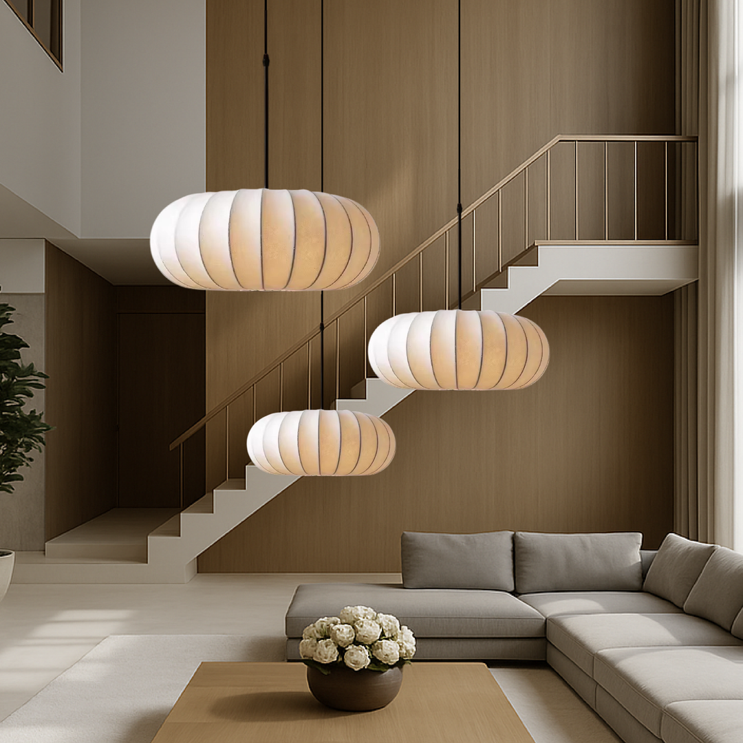 Lámpara de techo Verona – Pantalla de seda hecha a mano con luz cálida y diseño minimalista