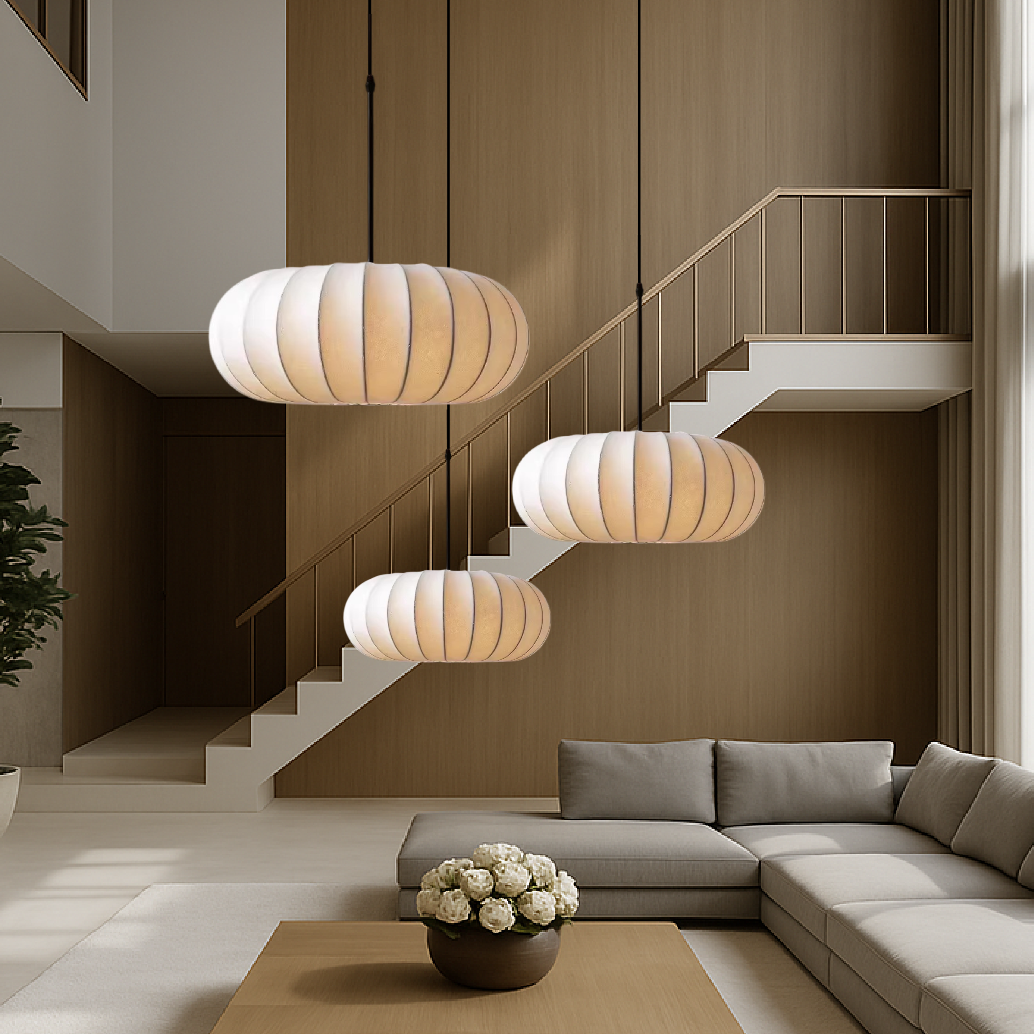 Verona Hanglamp – Handgemaakte Zijden Kap met Warm Licht & Minimalistisch Design