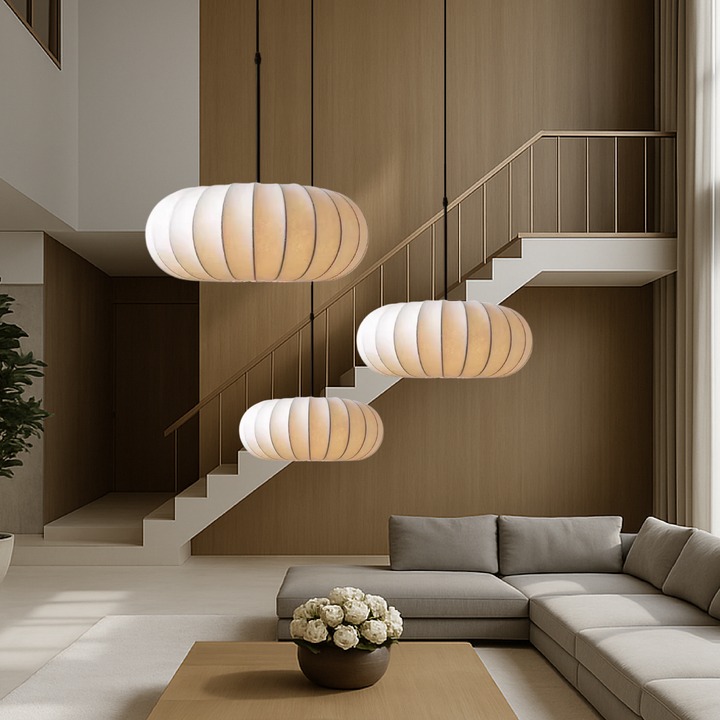 Lámpara de techo Verona – Pantalla de seda hecha a mano con luz cálida y diseño minimalista