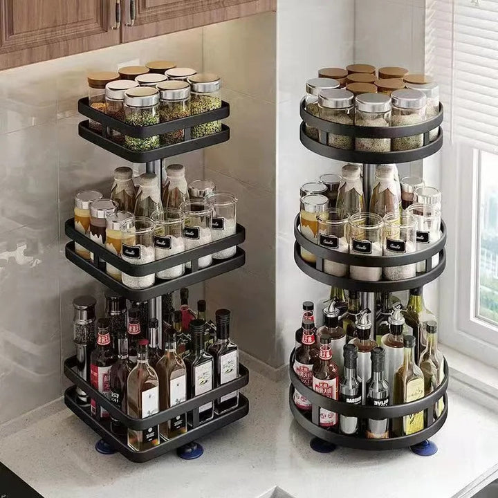 ErgoPlanner Porta Spezie – Organizer Metallico Girevole a 360° con Più Livelli per una Cucina Ordinata
