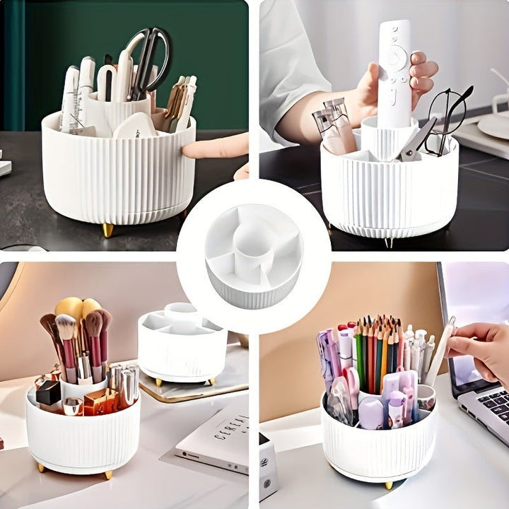Celeste – organisateur de maquillage 360° en plastique avec 5 compartiments – pivotant