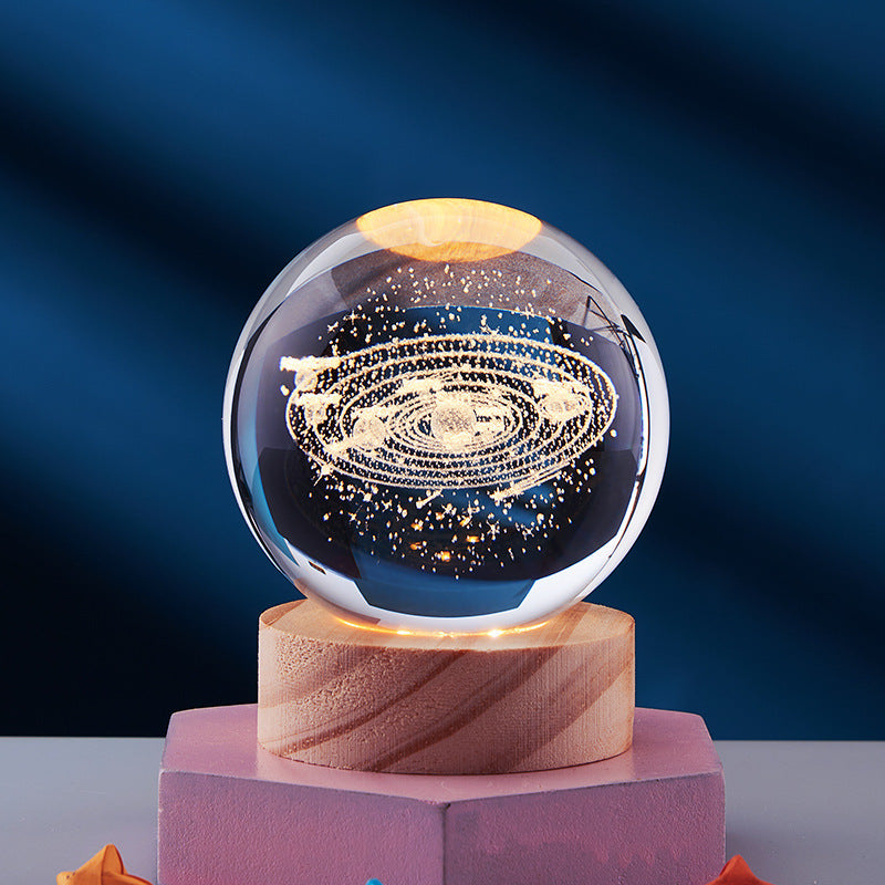 CrystalGlow lampada notturna – sfera di cristallo 3D con luce calda