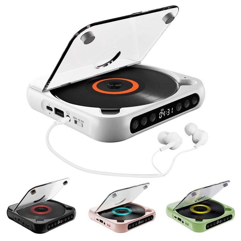 Leitor de CD Portátil – Bluetooth 5.3, Bateria Recarregável &amp; Design Compacto