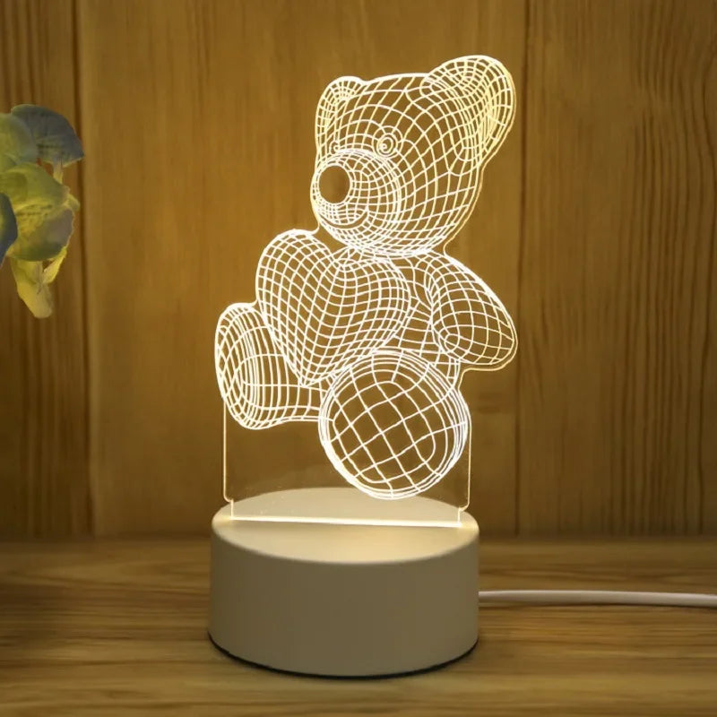 Aurabear lámpara de oso 3D – lámpara nocturna LED USB para niños con diseño lúdico y de bajo consumo energético