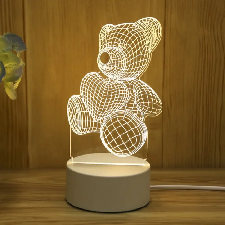 Aurabear lámpara de oso 3D – lámpara nocturna LED USB para niños con diseño lúdico y de bajo consumo energético