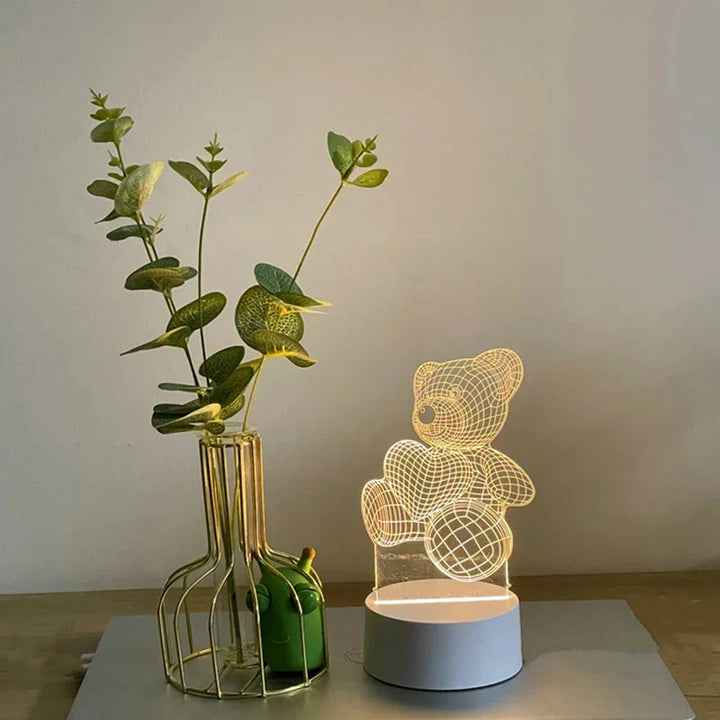 Aurabear lámpara de oso 3D – lámpara nocturna LED USB para niños con diseño lúdico y de bajo consumo energético