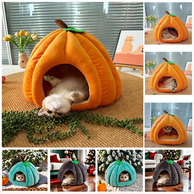 3D Pompoen Kattenhuis met Antislip Bodem en Verwijderbare Mat voor Katten en Kleine Honden 5