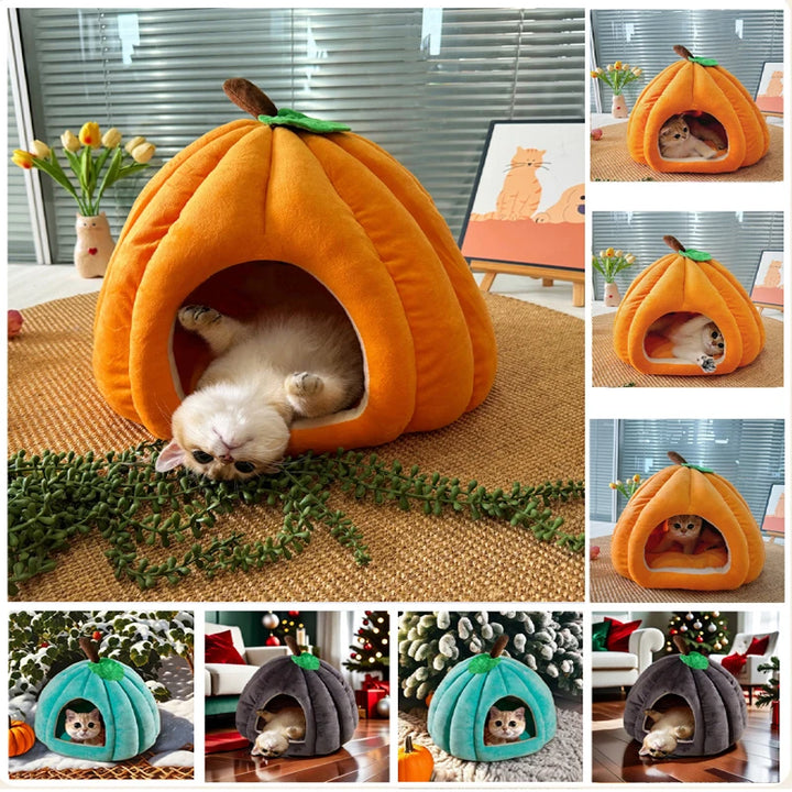 3D Pompoen Kattenhuis met Antislip Bodem en Verwijderbare Mat voor Katten en Kleine Honden 5