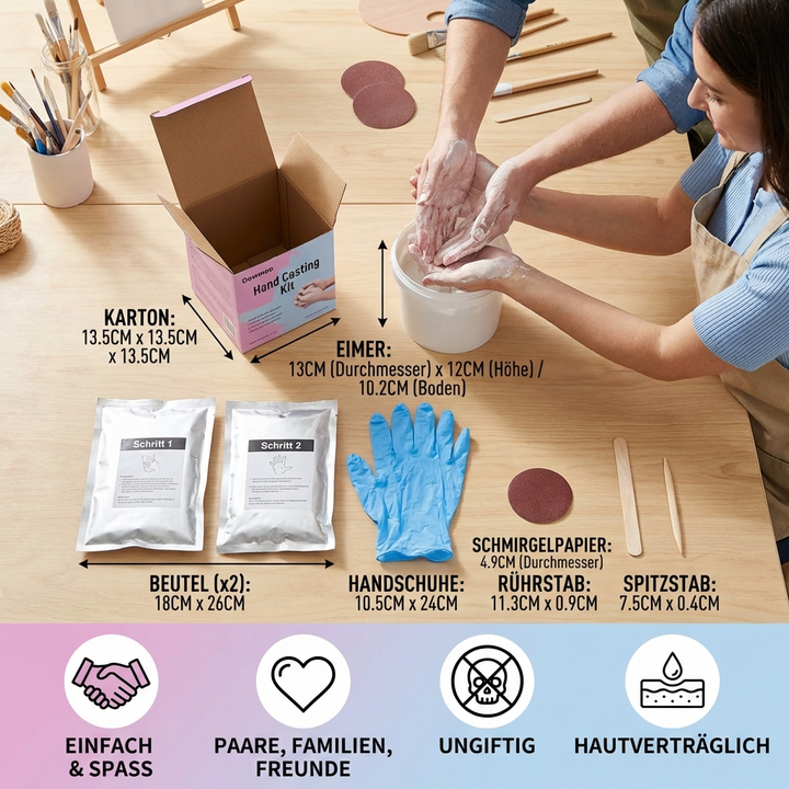 3D gipsen aandenkenset voor stellen en gezinnen – Handafdrukset 4