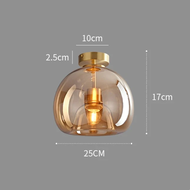 Valtaro Plafondlamp – Koperen plafondlamp met glazen kap en retro-modern design