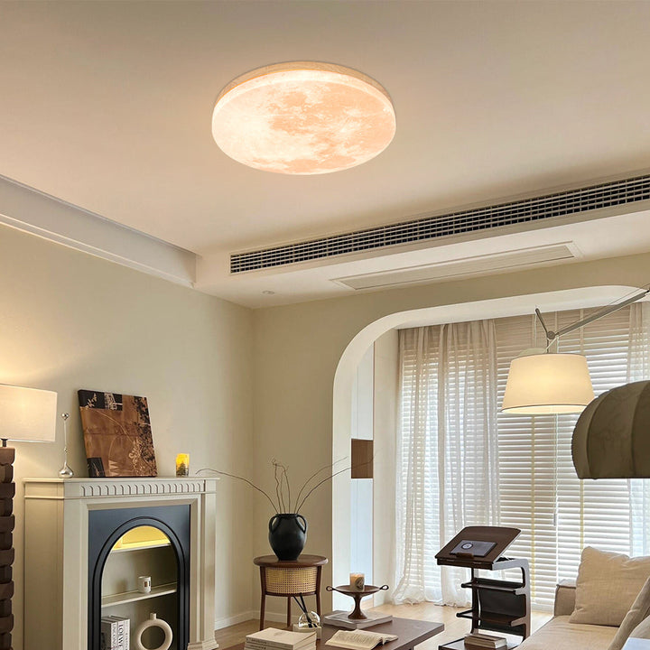 Lunaro Lámpara de Techo – Diseño Moderno Redondo de Madera Maciza con Iluminación LED Cálida