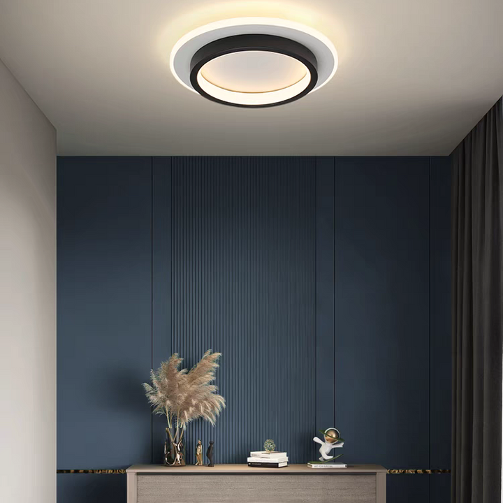 Eldaro Lámpara de techo – Lámpara de techo LED redonda de metal y acrílico con diseño moderno minimalista