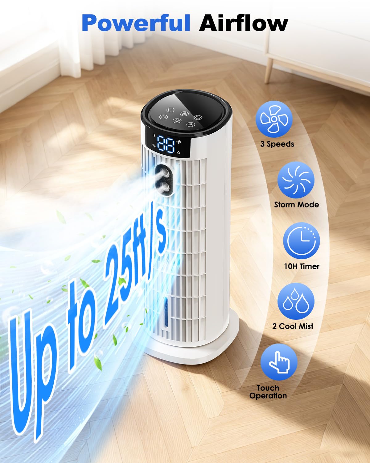4-in-1 Mobiele Luchtkoeler met Afstandsbediening Timer en Verdampingskoeling voor Kamer Kantoor | Sansoti 4