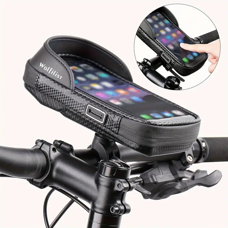 PhoneHec Soporte para bicicleta para teléfono – Soporte para smartphone impermeable giratorio 360° con compartimento de almacenamento