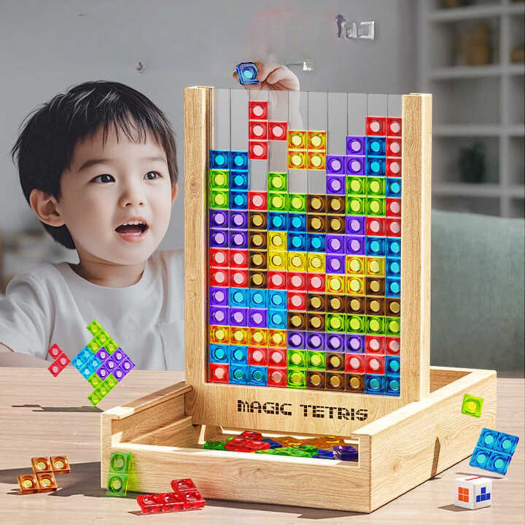 Timberplay Tetris Rompecabezas – Juego de Mesa Educativo de Madera para Todas las Edades