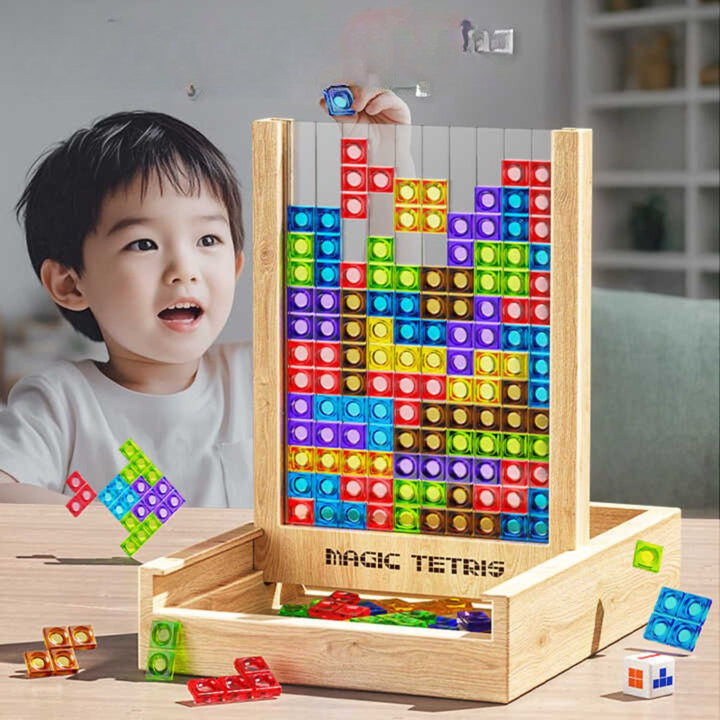 Timberplay Tetris Puzzel – Houten Educatief Bordspel voor Alle Leeftijden