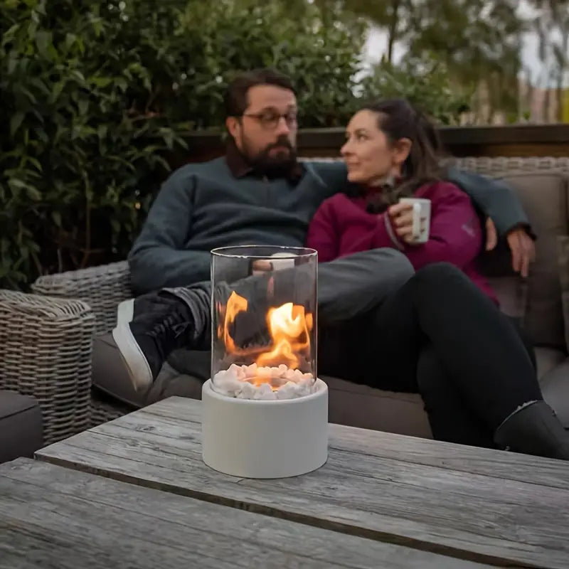 Fervora – Chimenea de ambiente redonda de bioetanol de acero inoxidable – Chimenea de jardín para interior y exterior