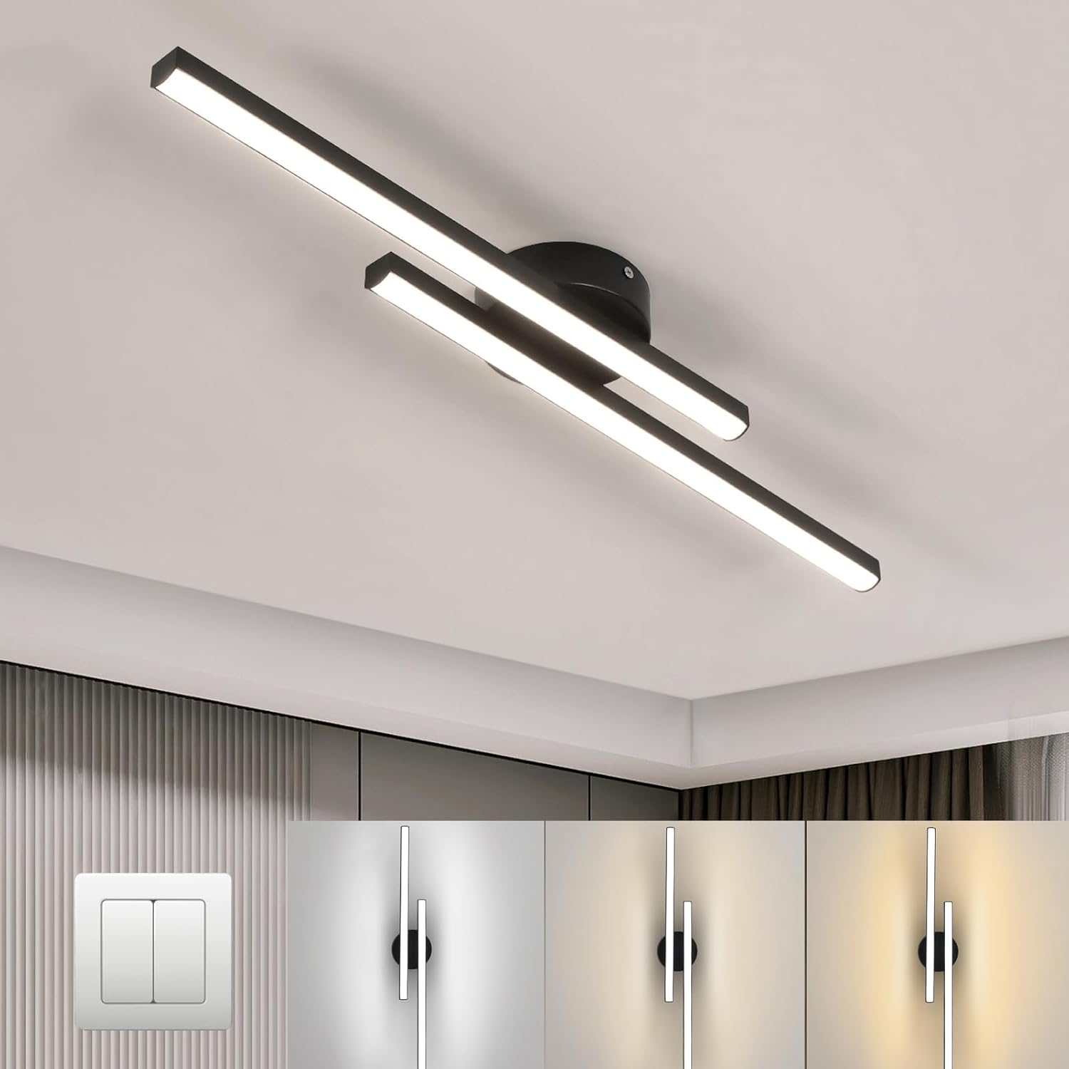 Norvion Plafondlamp – Langwerpige LED plafondlamp van aluminium met strak minimalistisch design