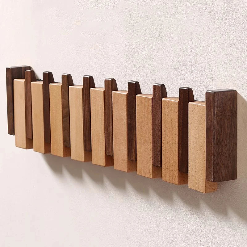 PianoCraft – Attaccapanni da parete in legno fatto a mano con ganci pieghevoli
