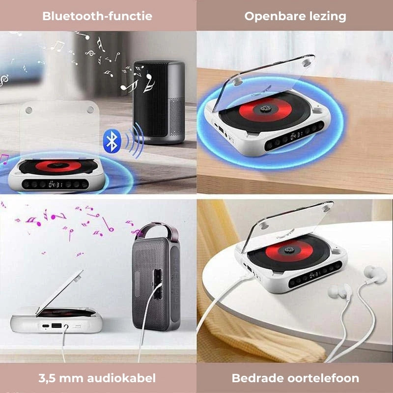 Leitor de CD Portátil – Bluetooth 5.3, Bateria Recarregável &amp; Design Compacto