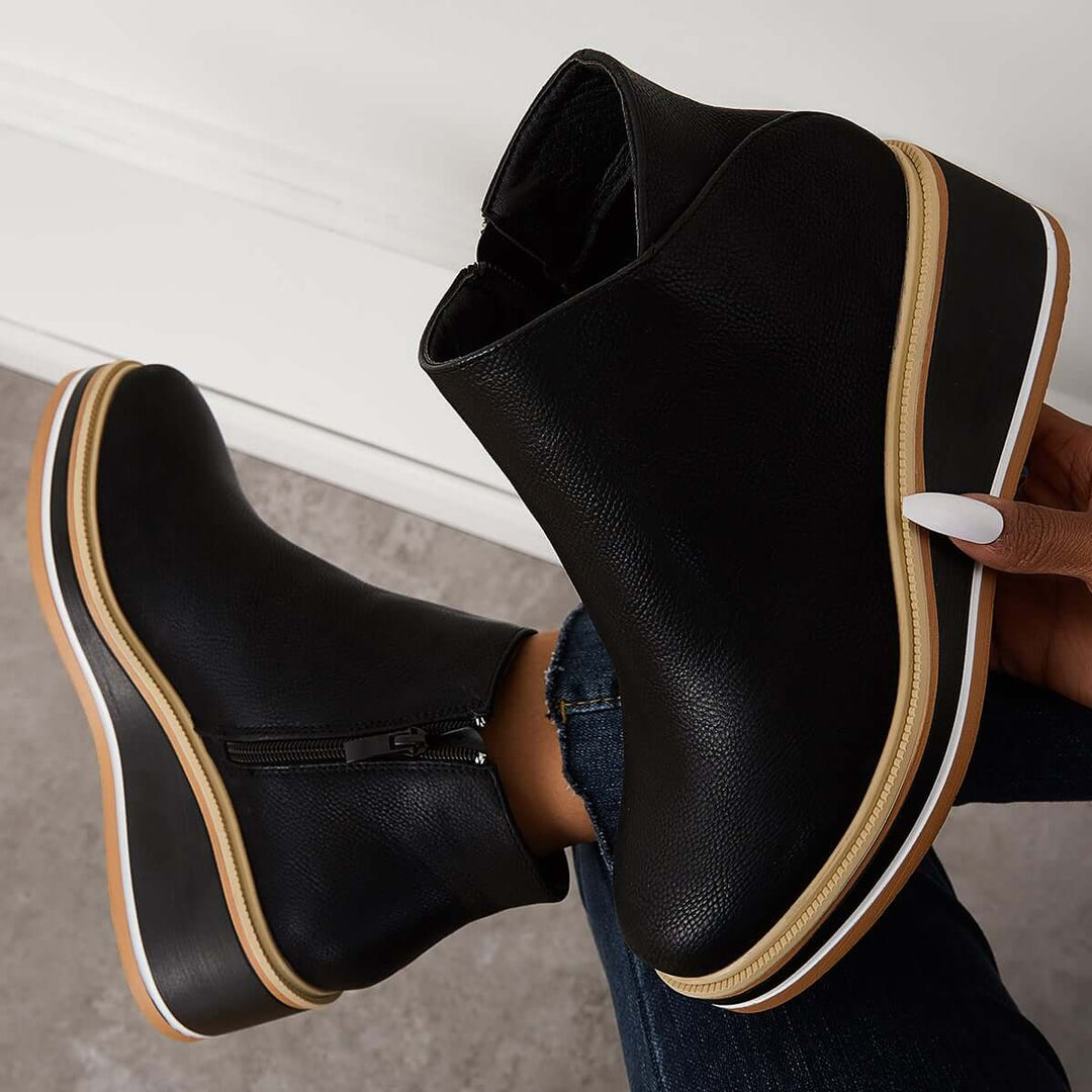 Dames Wedge Enkelboots – Comfortabele Platform Instappers met Rits Vestragear