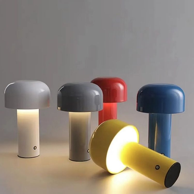 Lunavo HaloGleam Lámpara de Mesa – Inalámbrica, Recargable y Moderna Luz LED en Forma de Hongo