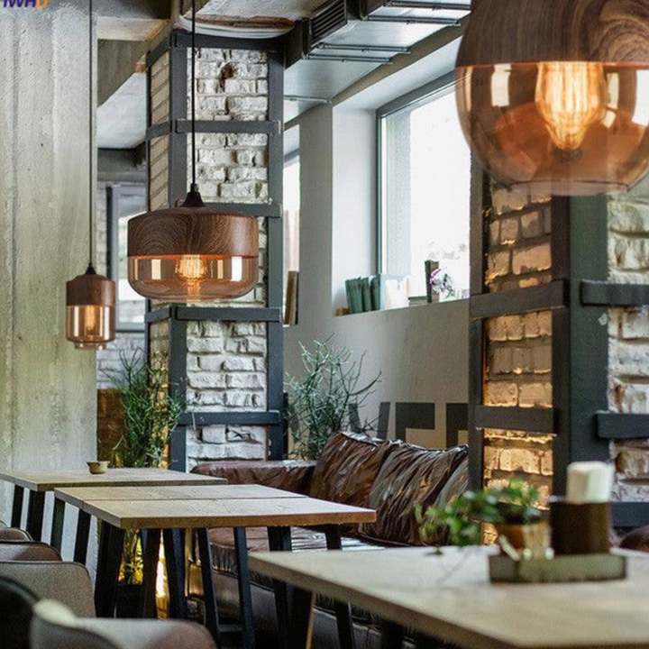 Lunora – Scandinavische plafondlamp hout &amp; glas – modern en sfeervol