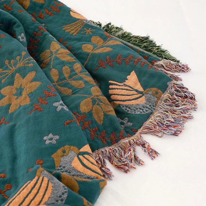 Ardelya manta – manta de algodón reversible con motivo natural escandinavo y diseño suave