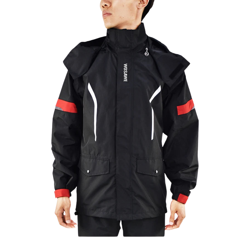 Wosawe Motorregenjas – Waterdichte Herenjas met Reflecterende Details & Winddicht Ontwerp