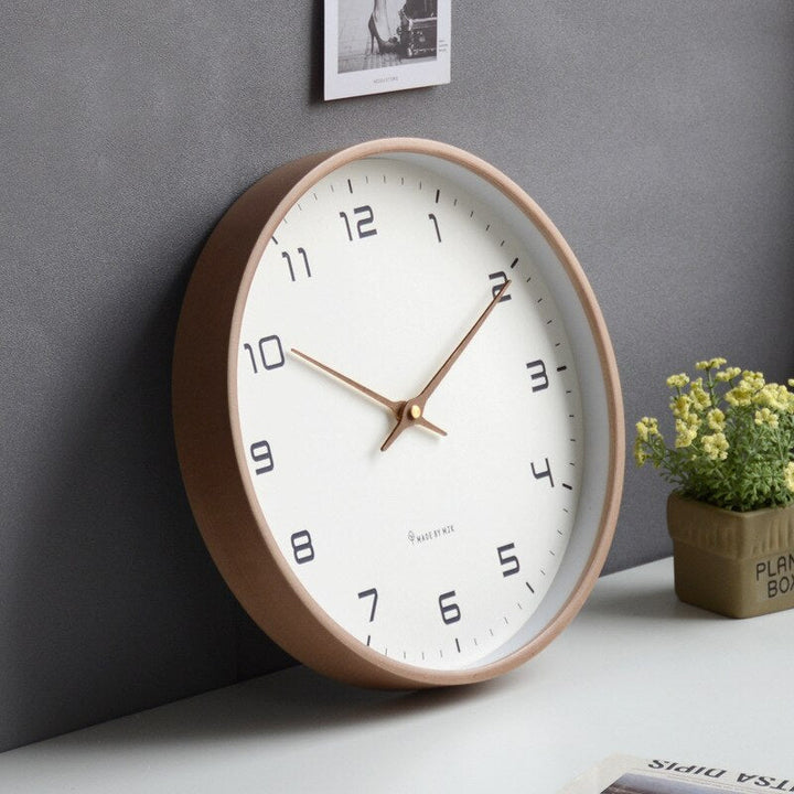 Nordtimber – Houten wandklok Scandinavisch design bruin &amp; crème