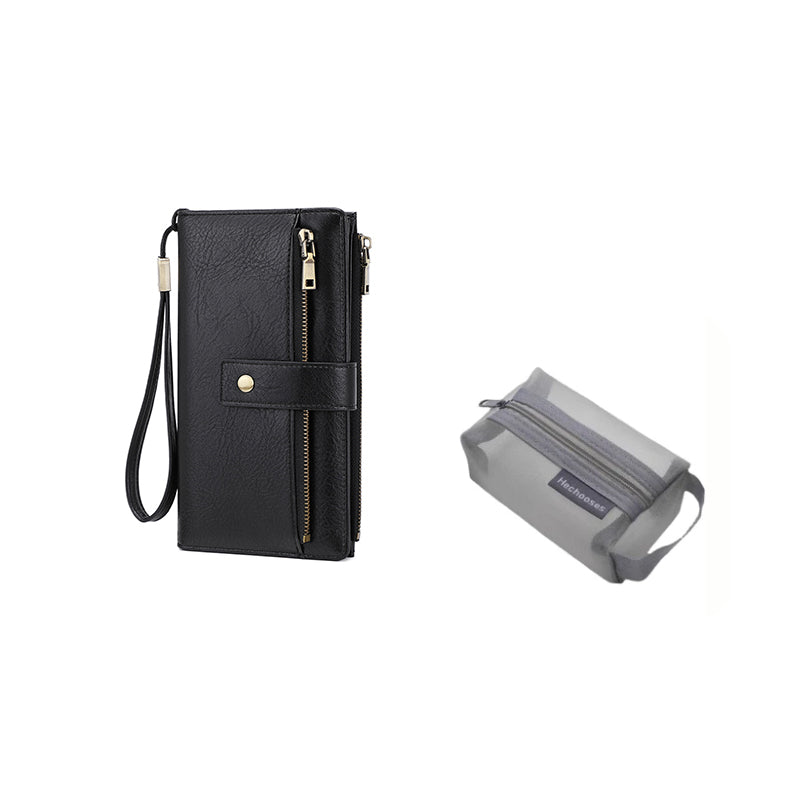 Cartera plegable de tres partes con bloqueo RFID para damas – diseño elegante, espacioso y seguro