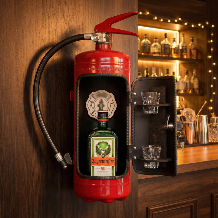 Mini Bar Kast – Verborgen Opbergbox in Brandblusser Ontwerp met Glashouders Vestragear