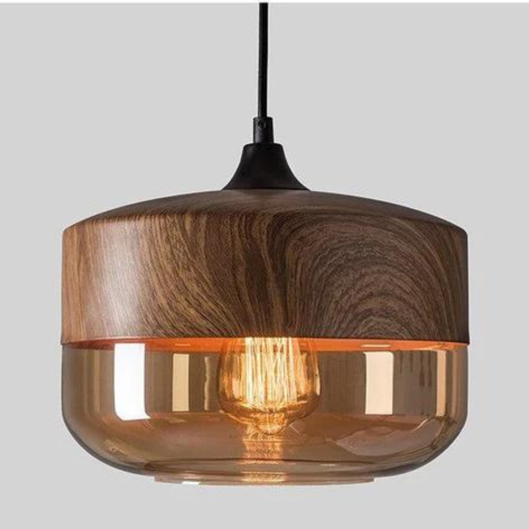 Lunora – lampada da soffitto scandinava legno & vetro – moderna e accogliente