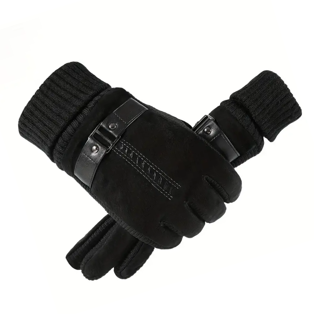 FrostEdge – Gants pour hommes hiver en polaire et cuir – Coupe-vent et chaud