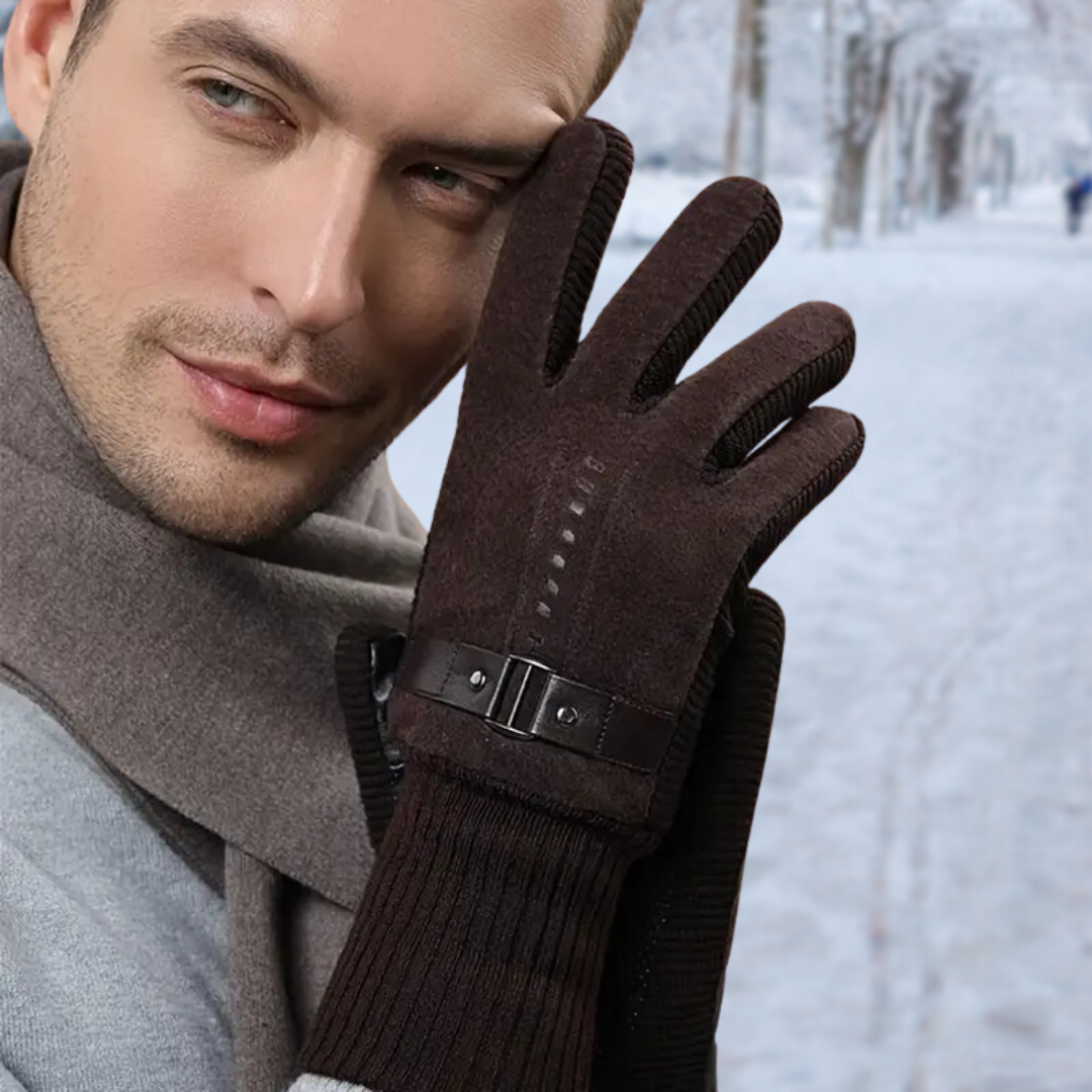 FrostEdge – Gants pour hommes hiver en polaire et cuir – Coupe-vent et chaud
