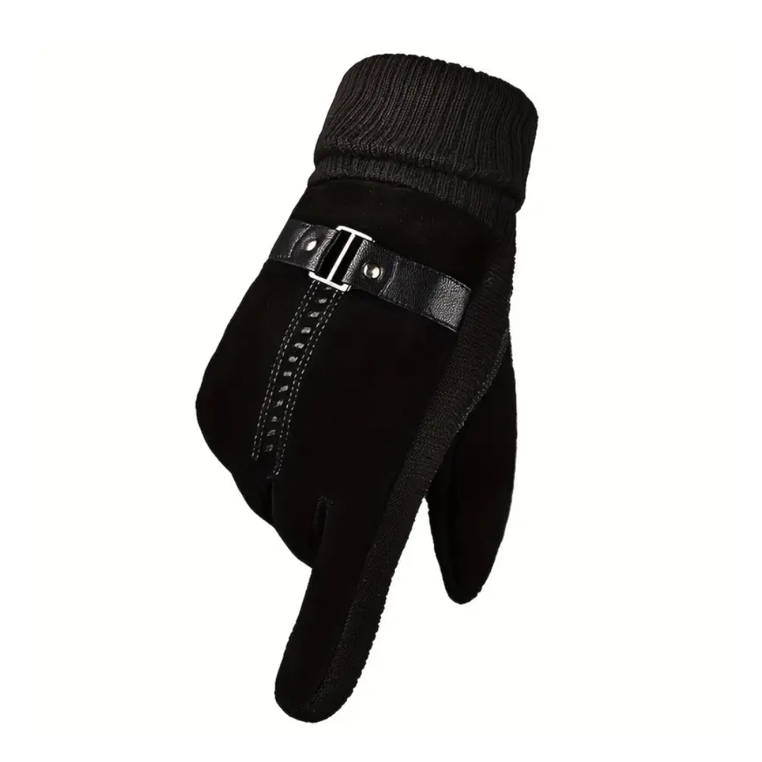 FrostEdge – Gants pour hommes hiver en polaire et cuir – Coupe-vent et chaud