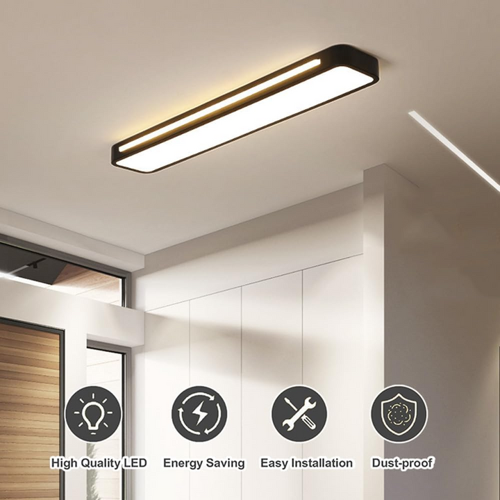 Nordelio Plafondlamp – Design Minimalista Escandinavo com Perfil LED Delgado &amp; Alto Rendimento Luminoso