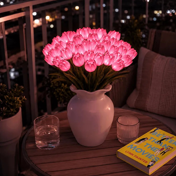 LED Tulip Bouquet Lamp – Glowing Artificial Tulips with Warm Ambient Light Tevako