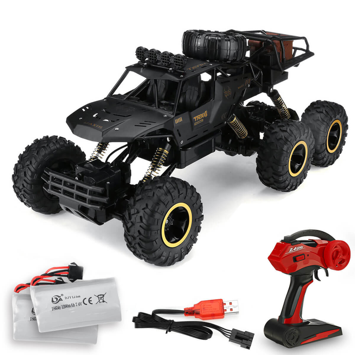 Rovaro – Monstertruck RC 6WD 1:12 con LED & 52 km/h – Potente fuoristrada