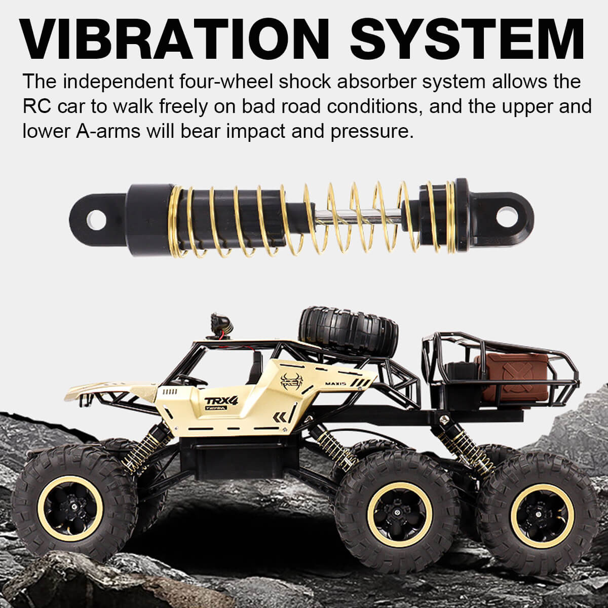 Rovaro – Monstertruck RC 6WD 1:12 con LED & 52 km/h – Potente fuoristrada