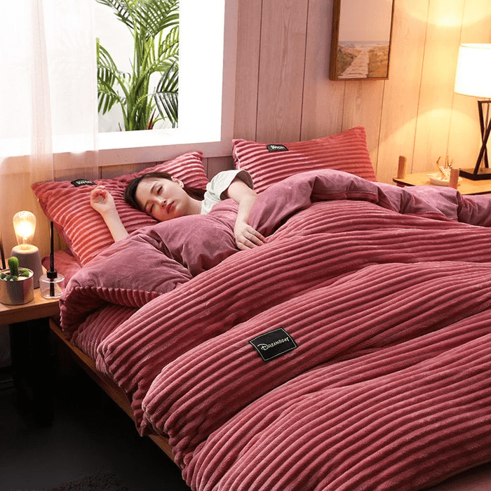 Conjunto de Roupa de Cama de Veludo Extra Quente | Luxuoso para Outono e Inverno