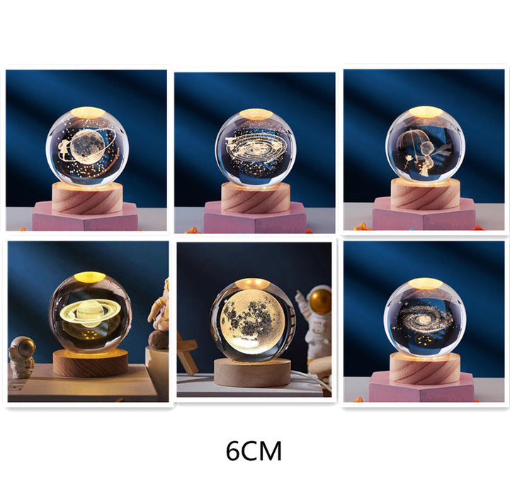 CrystalGlow lampada notturna – sfera di cristallo 3D con luce calda