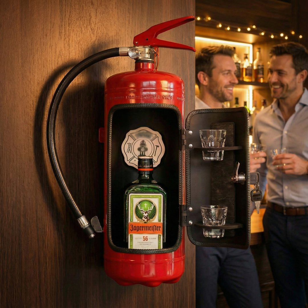 Mini Bar Kast – Verborgen Opbergbox in Brandblusser Ontwerp met Glashouders Vestragear