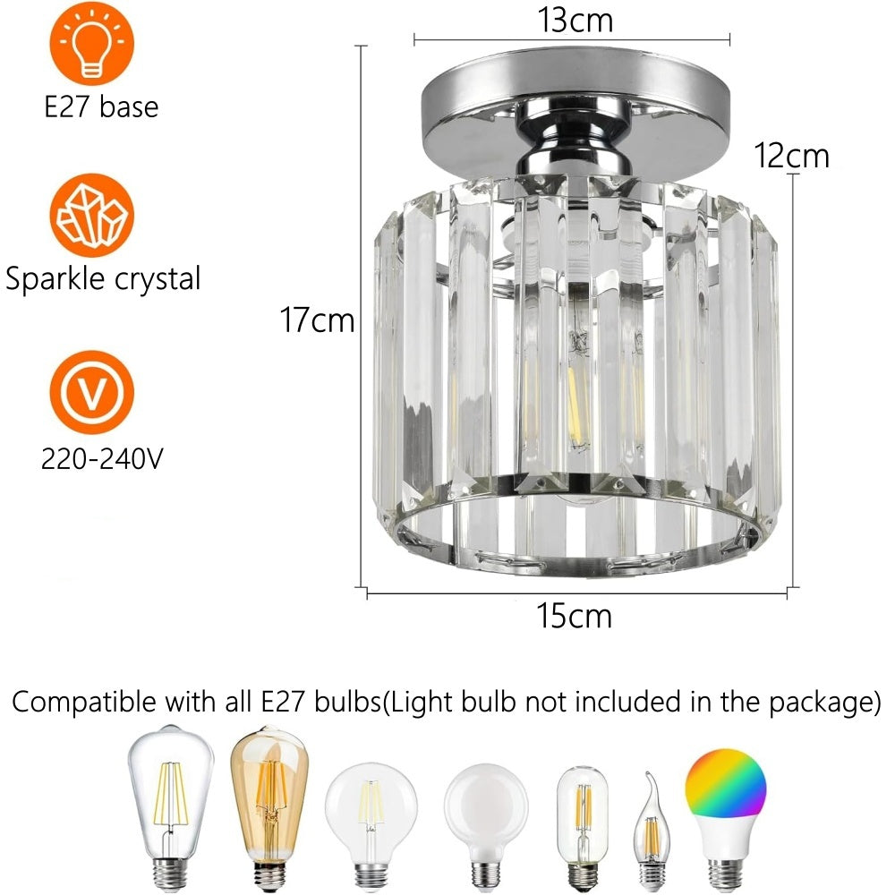 Montaro Plafondlamp – Zwarte plafondlamp met kristallen kap en messing accenten