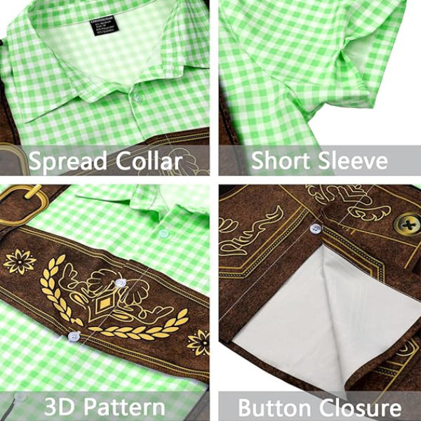 BierGaudi T-Shirt – Lederhosen & Geruit Overhemd Print, Oktoberfest Must-Have
