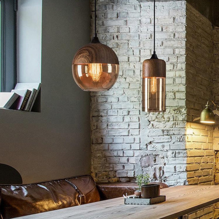Lunora – Scandinavische plafondlamp hout &amp; glas – modern en sfeervol
