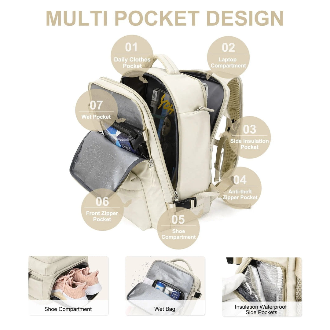 Rugzak – Grote waterdichte reistas 35L met USB &amp; schoenenvak – Reizen